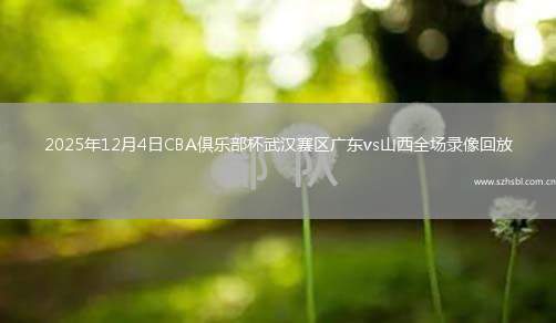 2025年12月4日CBA俱樂部杯武漢賽區廣東vs山西全場錄像回放